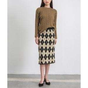 スカート レトロなニットミモレ丈スカート