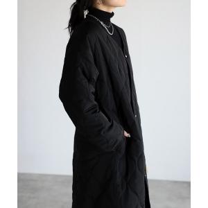 ノーカラーコート コート ノーカラーキルティングーコート レディース