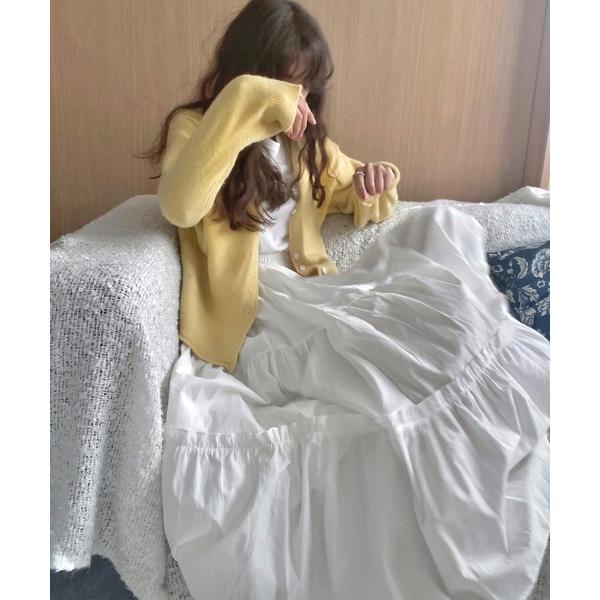 スカート ギャザーフリルティアードマキシスカート