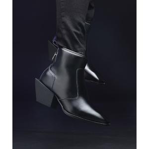 ブーツ High sole leather heel boots/ハイソールレザーヒールブーツ