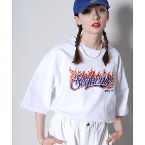 tシャツ Tシャツ SEQUENZ / FLAME COLLEGE WAPPEN SHORT SLEEVE TEE / ファイヤー カレッジ ロゴ 半