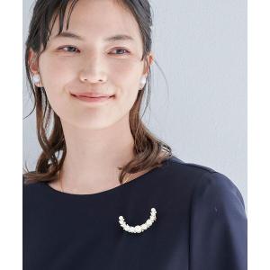 ブローチ フェイクパール ラインパヴェ ブローチ
