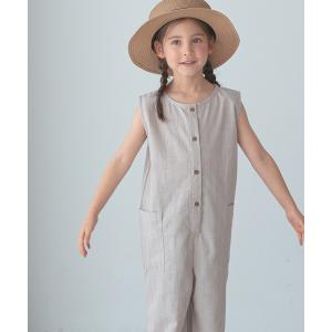 サロペット オーバーオール ユニセックス総柄ノースリーブサロペット