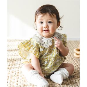 ベビー服 レース襟総柄ロンパース