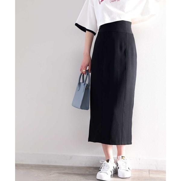 スカート 華奢魅え。ハイウエストバックスリットロングスカート