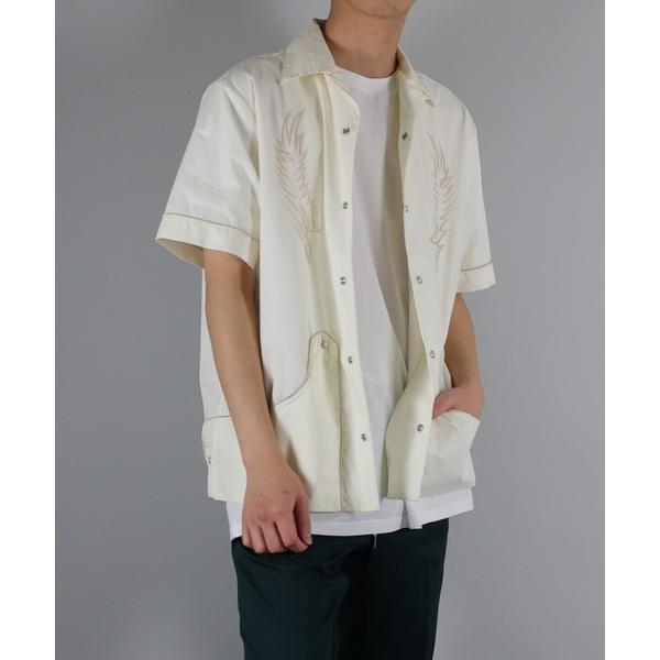 シャツ S/S EMBROIDERED  COTTON SHIRT / 刺繍モチーフ パイピング オ...