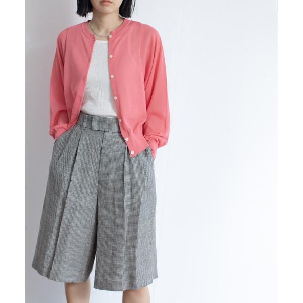 ハーフパンツ パンツ 短パン  クラシックリネンチェックハーフパンツ レディース
