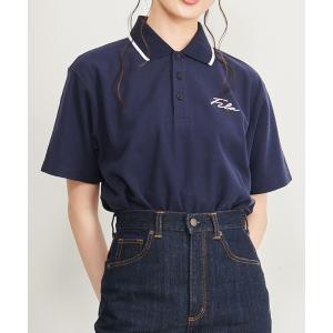 ポロシャツ 「FILA/フィラ」WEB限定 別注 ワンポイント 筆記体刺繍 綿100% 襟ライン 半袖ポロシャツ メンズ レディース