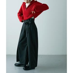 スラックス パンツ ツイルラップワイドパンツ レディース