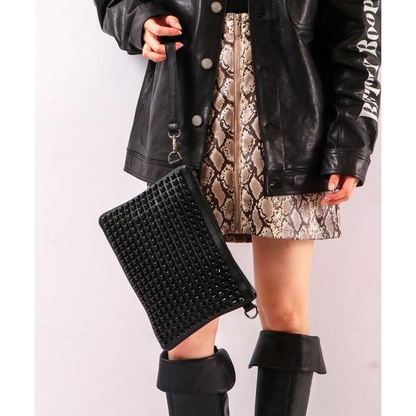 クラッチバッグ パーティーバッグ BLACK JACKALL CROWN スタッズ デコレーション ...