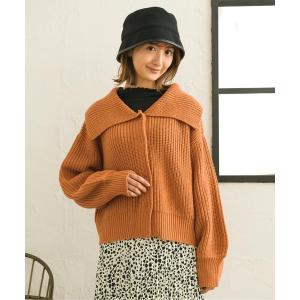 カーディガン 襟付きニットカーデ