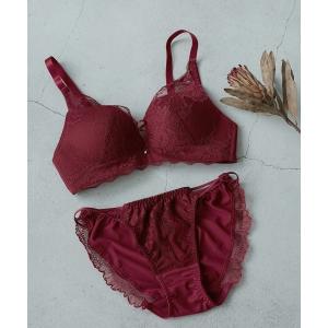 ブラジャー ショーツセット 「ふっくら丸みのあるキレイなシルエット」丸胸レーシィノンワイヤーブラ＆ショーツセット