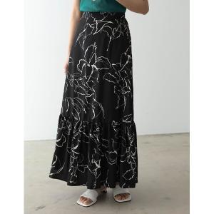 スカート レディース 線花柄マーメイドスカートの商品画像