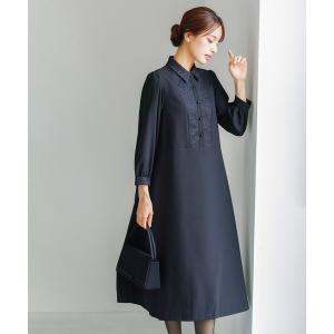 ワンピース 「洗濯機で洗える」喪服　WEB限定/胸元レース切り替えデザインブラックフォーマルワンピース（裏付き）