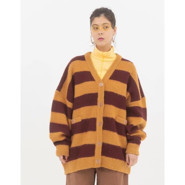 カーディガン レディース Stripe knit cardigan