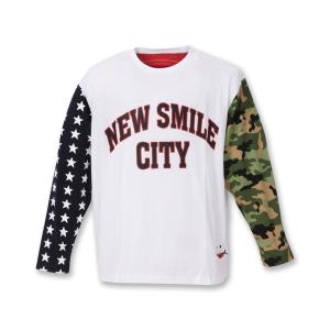 tシャツ Tシャツ UP!SMILE (アップスマイル) クレイジー切替長袖Tシャツ 大きいサイズ　...