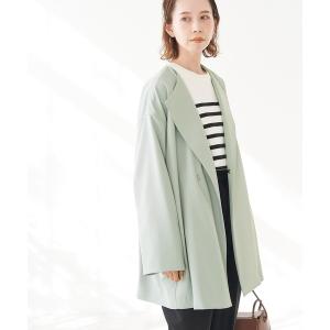 ノーカラーコート コート 非フッ素撥水・UVカット/ドライギャバノーカラーコート　スプリングコート レディース