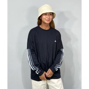 tシャツ adidas/アディダス  ビッグシルエット  スリーストライプス  スリーブプリントロンT/ロングスリーブTEE   KO407