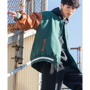 Sakka スタジャン PUレザー切替 ワッペン スタジャン メンズ