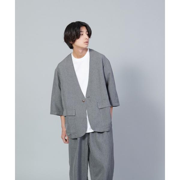 ジャケット ノーカラージャケット 「UNIIT/ユニット」テックリネンノーカラージャケット メンズ ...