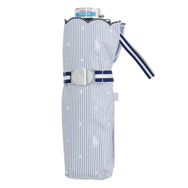 折りたたみ傘 遮光 晴雨兼用折りたたみ日傘　”ストライプドット” レディース