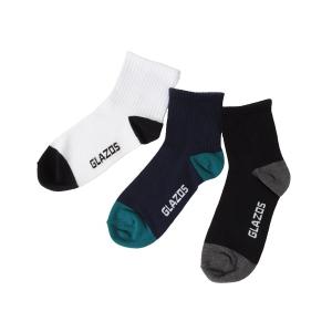 靴下 ショート丈配色ソックス3足セット
