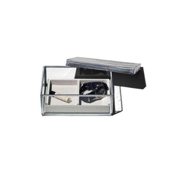 収納 GLASS BOX WITH RECYCLE STEEL LID Jewelry Single