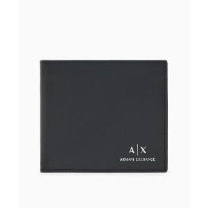 財布 「A|X アルマーニ エクスチェンジ」A|Xロゴ　二つ折りレザー財布（コインケース付き） メンズ