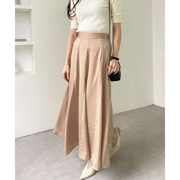 スカート マチ付フレアーロングスカート
