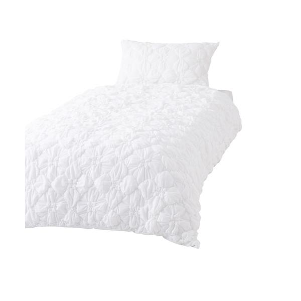 ベッド 寝具 レディース フラワーキルト 掛け布団カバー シングル ホワイト
