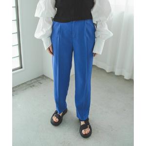 スラックス パンツ タックセンタープレスワイドパンツ レディース