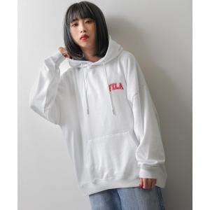 パーカー 「別注」 「FILA」 ワンポイント ロゴ 刺繍 ビッグシルエット 裏毛 スウェット パーカー レディース メンズ