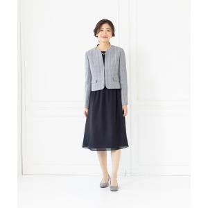 エポカ●美品●セットアップ ノーカラージャケット/フレアワンピース 日本製 M CARETTE セットアップ ノーカラージャケットとレースワンピース