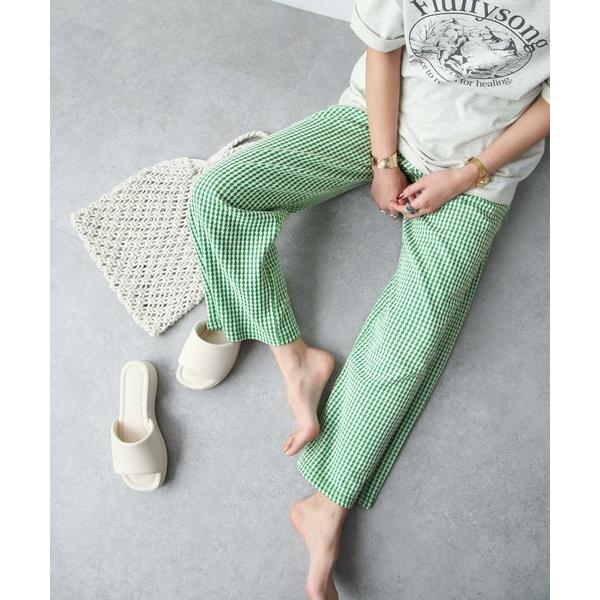 ワイドパンツ パンツ カットジャガードパンツ レディース