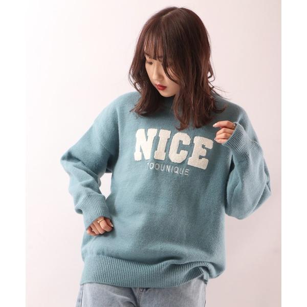 セーター ニット オーバーサイズ　NICEロゴニット メンズ レディース