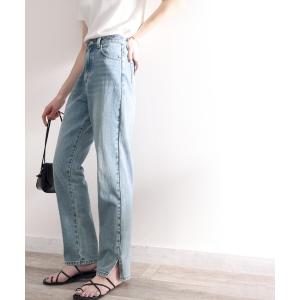 パンツ デニム ジーンズ 《ms+ ideal》大人の銘品デニム。サイドスリットハイウエストデニムパンツ