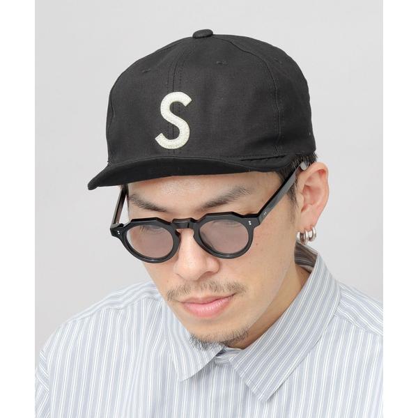 キャップ 帽子 メンズ 選べる2素材 S ロゴワッペン ツイル  ショートブリム アンパイアキャップ...