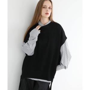 ベスト サイドレース畦編みニットベスト