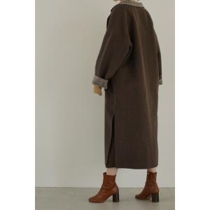 ノーカラーコート コート 「la peau de gem.」ダブルフェイスサイドスリットコート レディース
