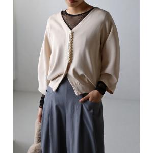 カーディガン ビッグパールボタンカーディガン