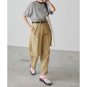 パンツ チノパン ハイウエストツータックワイドテーパードチノパンツ/748