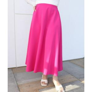 スカート カラージョーゼット ミモレ丈フレアスカート