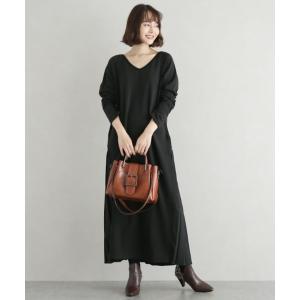 ap retro ワンピース 深Vネックパール付きワンピース / キーネック