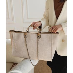 ショルダーバッグ バッグ 【3size展開】配色PUレザー×キャンバス地トートバッグ/ショルダーバッグ/ハンドバッグ