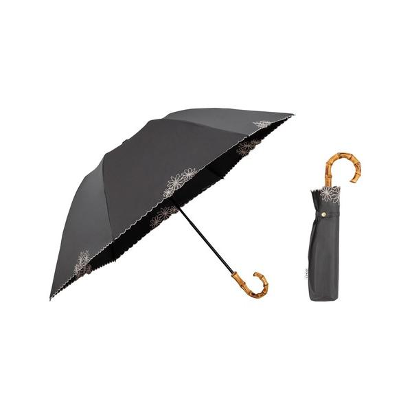 折りたたみ傘 完全遮光100% 最強の日傘「UVO（ウーボ）」 3段折りたたみ 刺繍フラワー ミニ ...