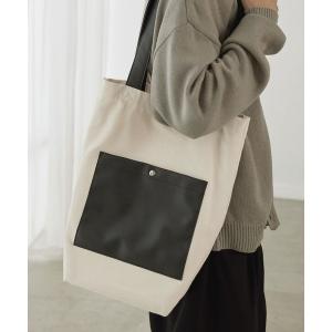 トートバッグ キャンバス×シンセティックレザーポケット