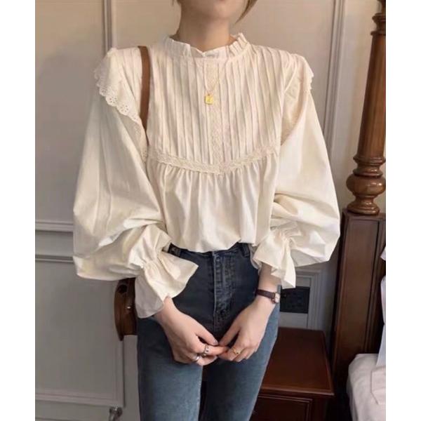 ブラウス シャツ プリーツフリルブラウス レディース