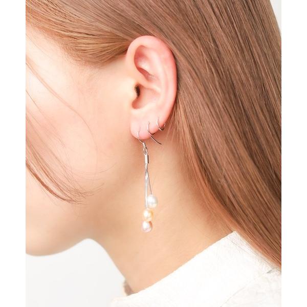 ピアス 「W」「it」「MUSES」マルチカラー淡水パールチェーンピアス レディース メンズ