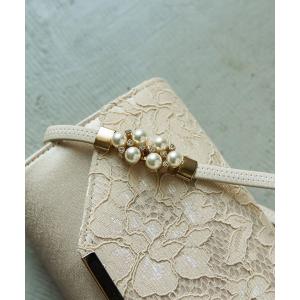 ベルト パール＆ビジューバックルゴム パーティーベルト レディース