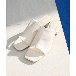 サンダル スクエアトゥストレッチミュールサンダル レディース